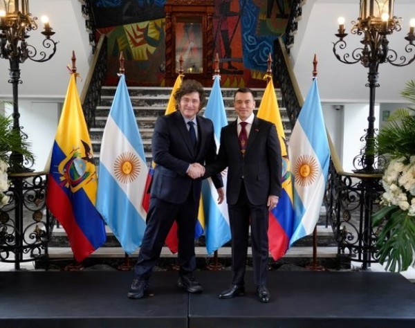Milei y Noboa encabezaron la firma de acuerdos bilaterales en Quito